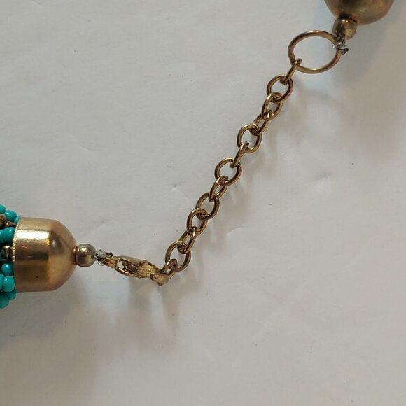Twisted Rope Chunky Necklace Choker Turquoise Seed Bead Boho Statement Jewelry - Picture 5 of 7